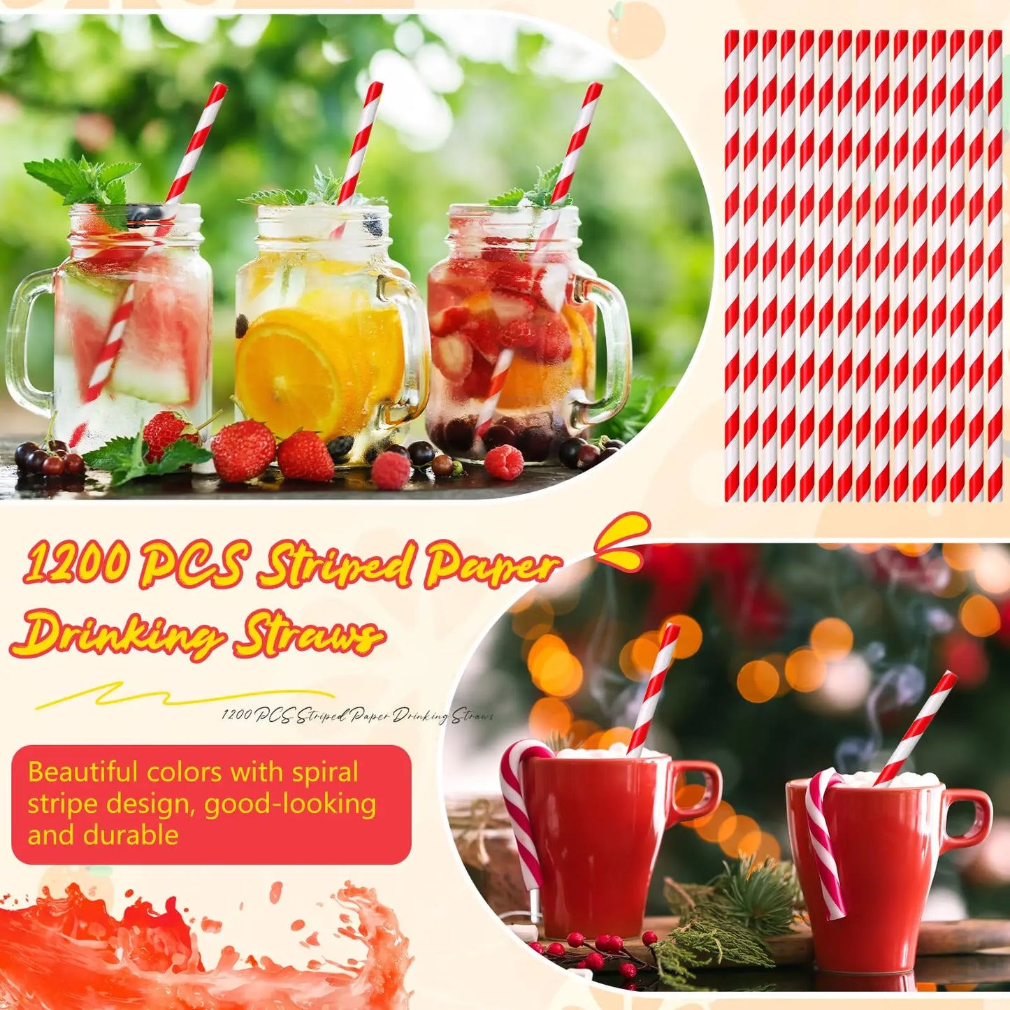 50/100pcs Red and White Striped Disposable Paper Straws for Coffee Milk Juice Cocktails Chrismas Straws Party Drinkware Straw