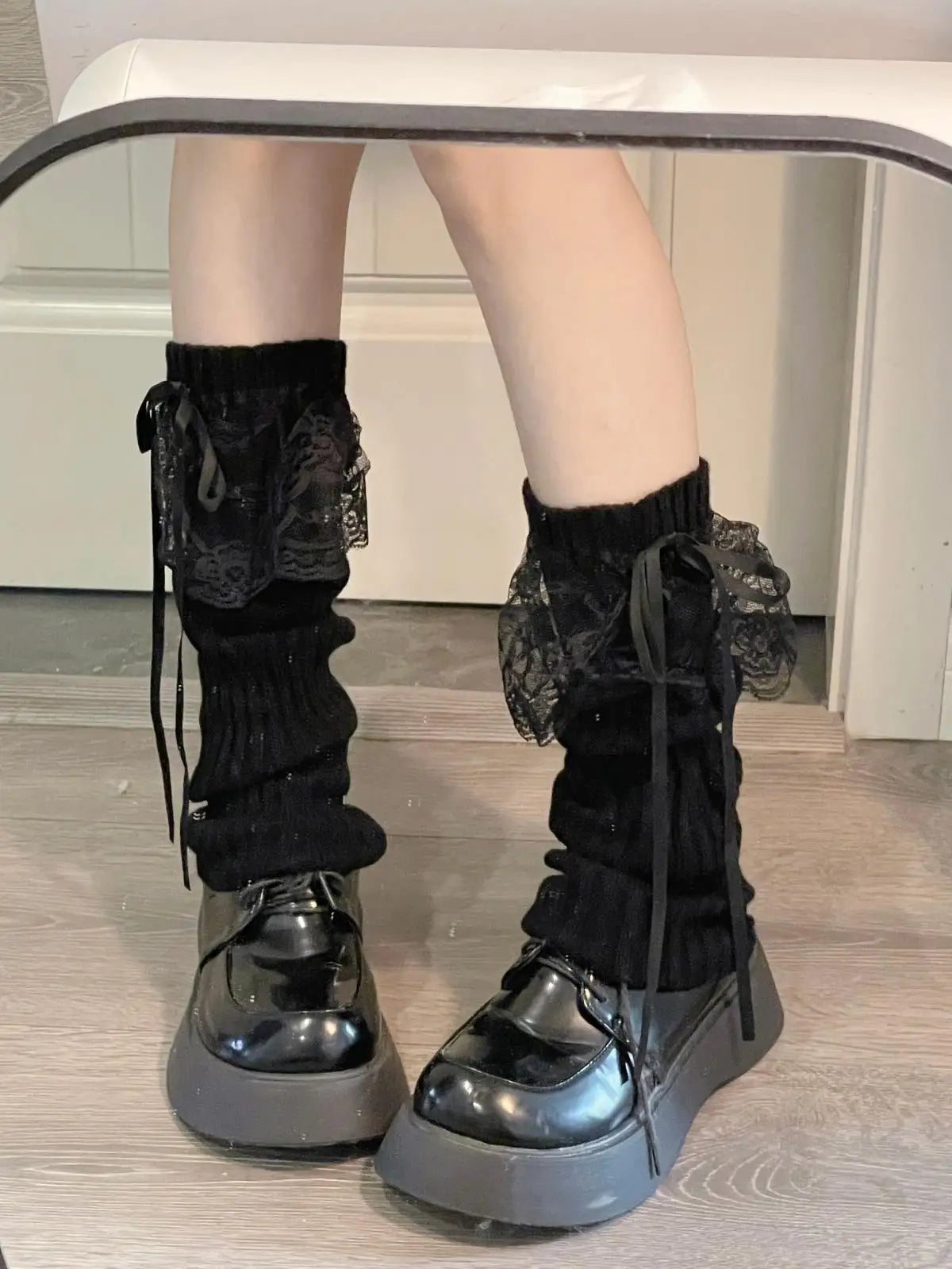 Women's Knit Leg Warmers with Bow - Stretch Ankle Boot Cuffs - photo 10
