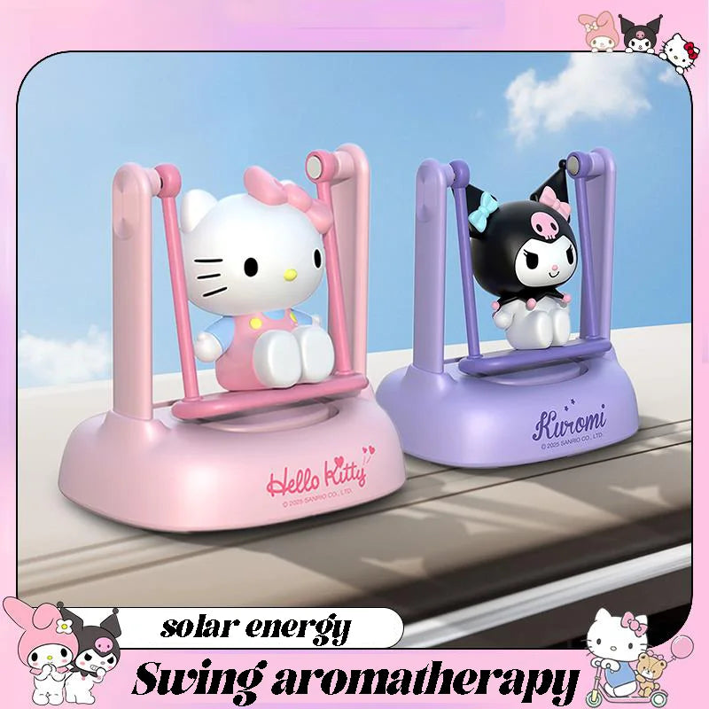 Interesting Hello Kitty Kuromi Solar-Powered Aroma Diffuser Car Perfume Car Decoration Item - A Gift for Boys and Girls