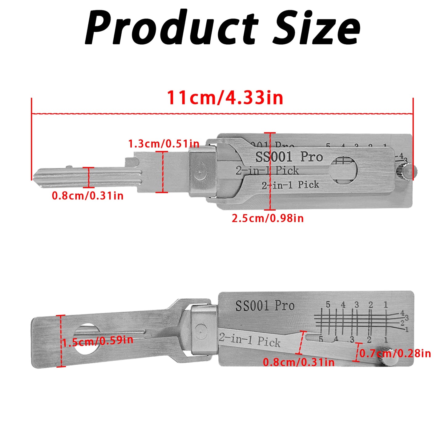 SS001Pro SS002Pro Decoder Portable Key 2-in-1 Stainles Steel Key SS001Pro Locksmith Tools Key SS002Pro Straight Slot Key Decoder