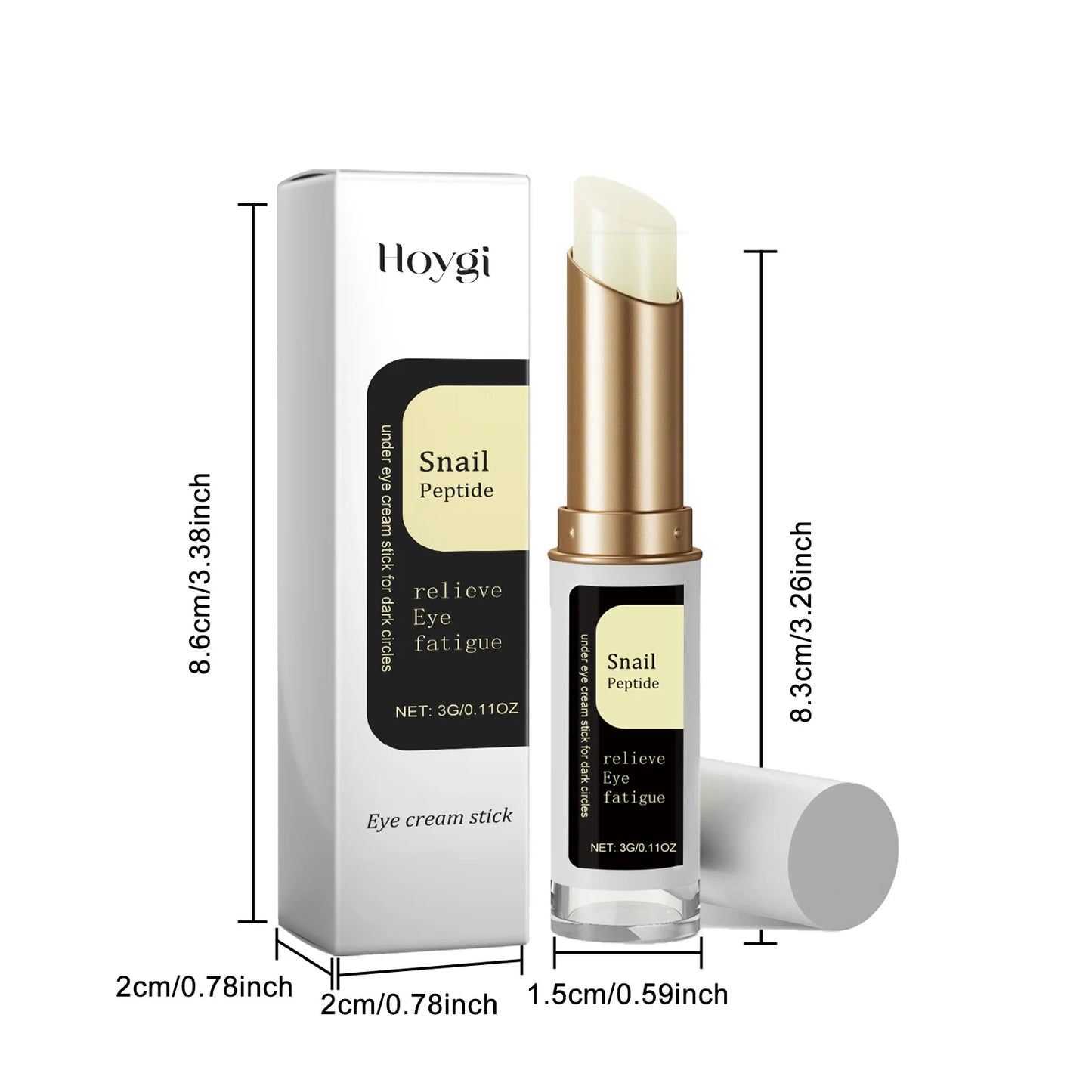Hoygi Snail Essence & Collagen Eye Cream Stick 3g – Anti Dark Circles, Fine Lines, Puffiness & Eye Bags | Retinol & Niacinamide | CPNP Certified