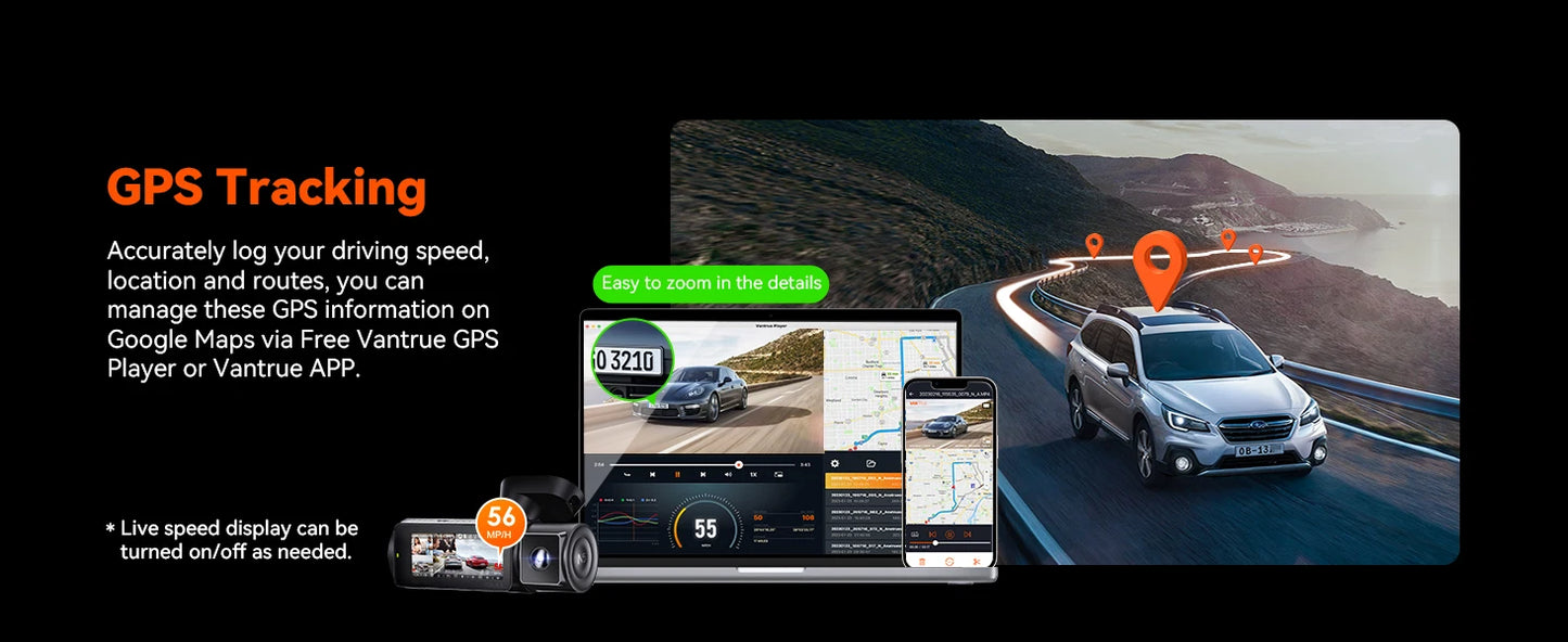 Vantrue N5 DashCam 4 Channel WiFi 360° All Sides  STARVIS 2 IR Night Vision Voice Control GPS Car Dash Cam Support 512GB Max