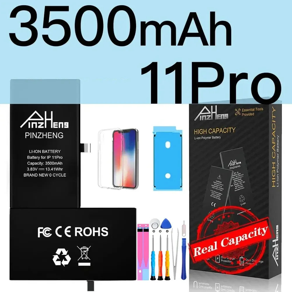 PINZHENG High Capacity Replacement Battery for iPhone X, XR, XS, 11, 12, 13 Mini Max Pro – 1-Year Warranty