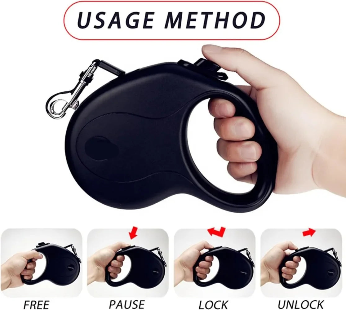 Heavy-Duty Retractable Dog Lead - 5m/8m One-Hand Brake, Black - photo 5