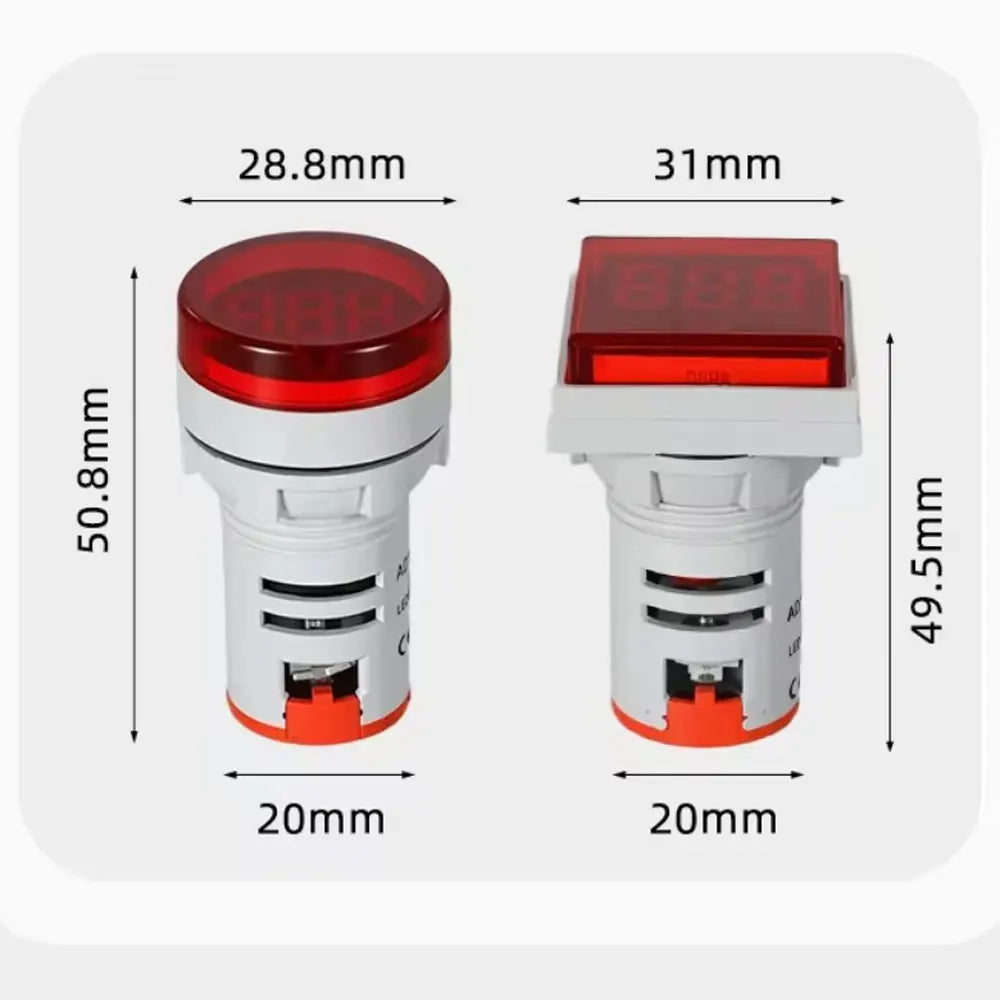 Mini LED Digital Display Voltmeter Alternating Current 60V-500V Digital Display Indicator Aperture 22mm Signal Lamp