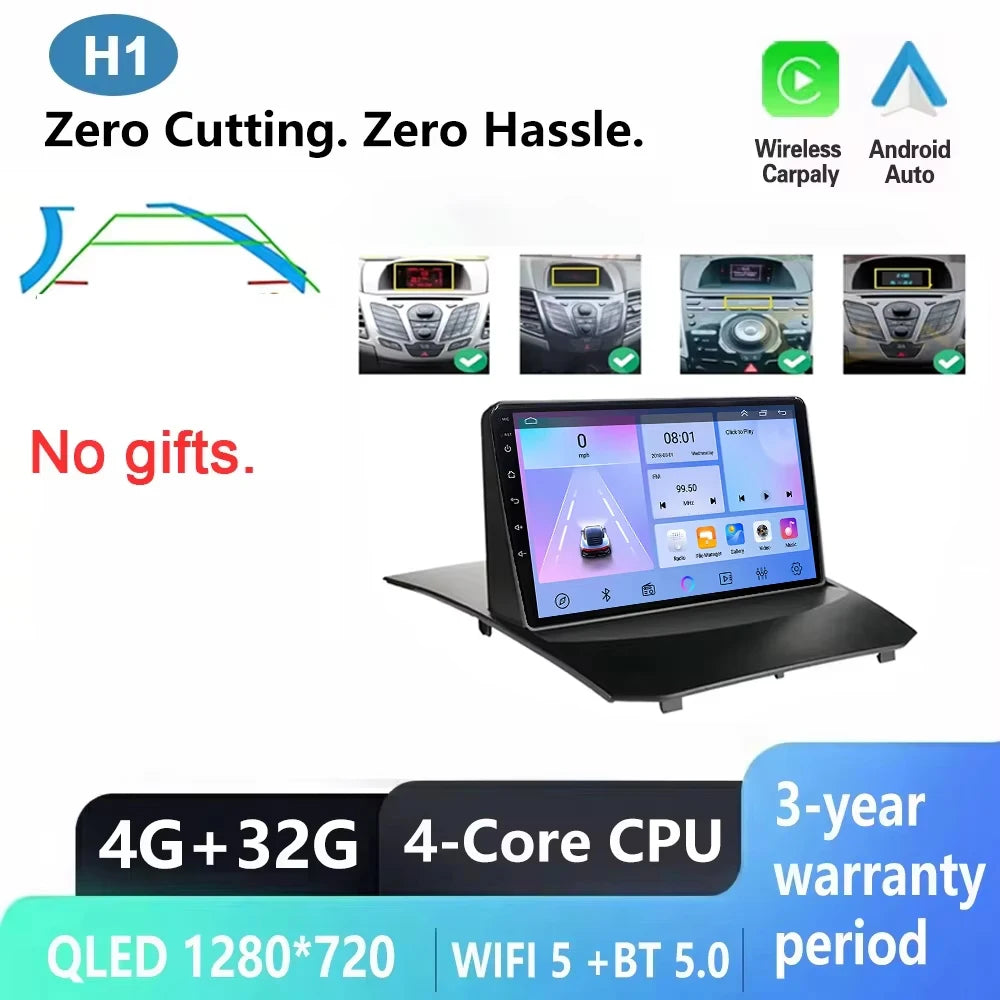 Android Car Stereo for Ford Fiesta MK6/MK7 (2009–2017) — Wireless CarPlay, Android Auto, GPS, 5G WiFi