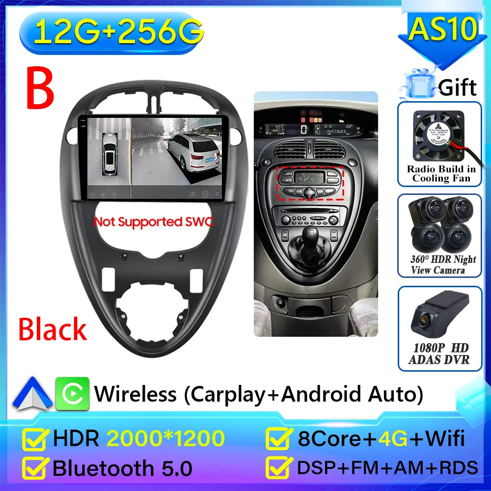 For Citroen Xsara Picasso 1999-2010 Car Radio Carplay Multimedia Player Screen GPS Navigation Android Auto Video Wifi No 2din 2K