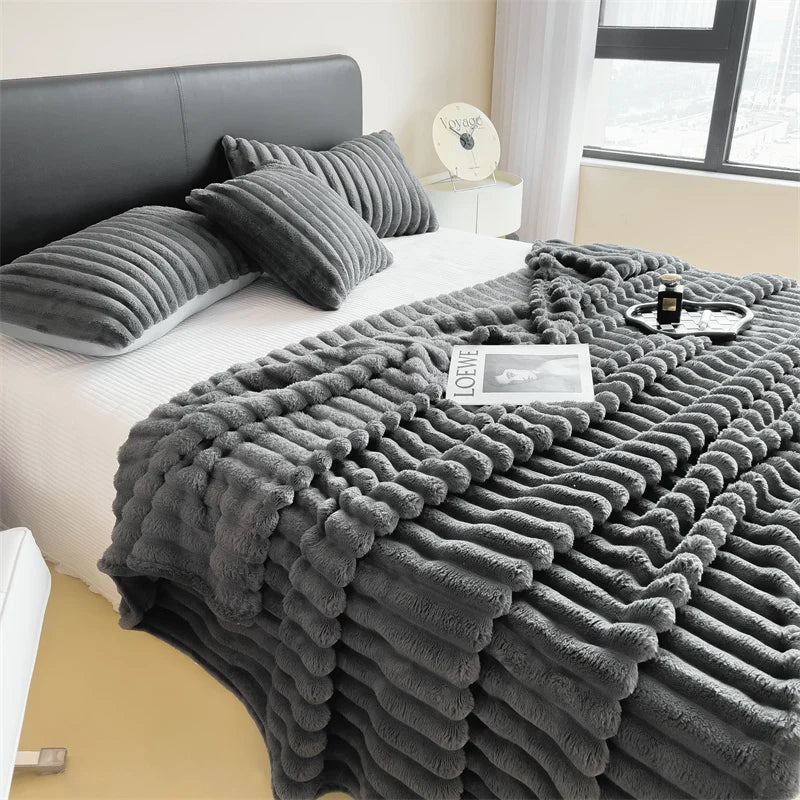 Wide Striped Multi-Use Blanket, Bed Cover and Nap Blanket