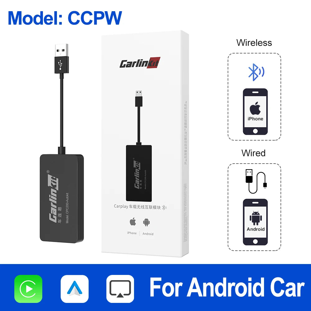 CarlinKit Wired & Wireless CarPlay Adapter — USB Android Auto Dongle with MirrorLink Support