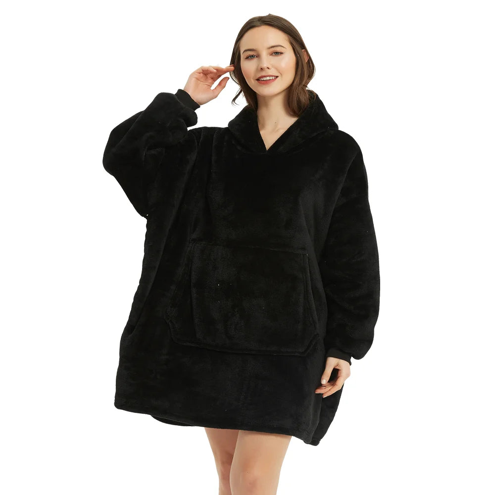 Oversized Sherpa Blanket Hoodie - Wearable Flannel Blanket - photo 6