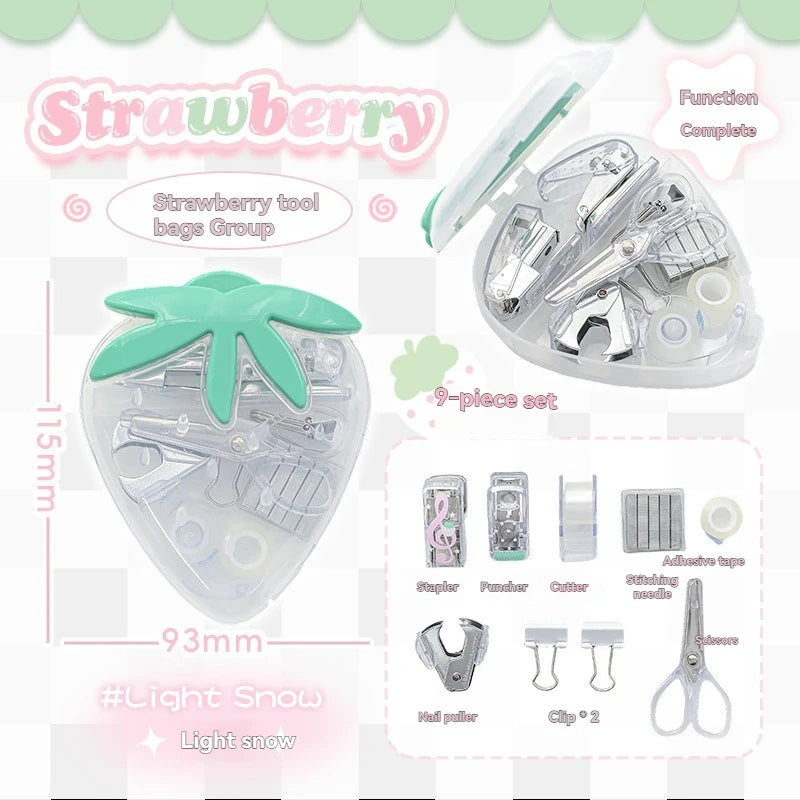 1PC Tool Set High Beauty Strawberry Efficiency Set Stapler Storage Stationery Student Specific Tool Set