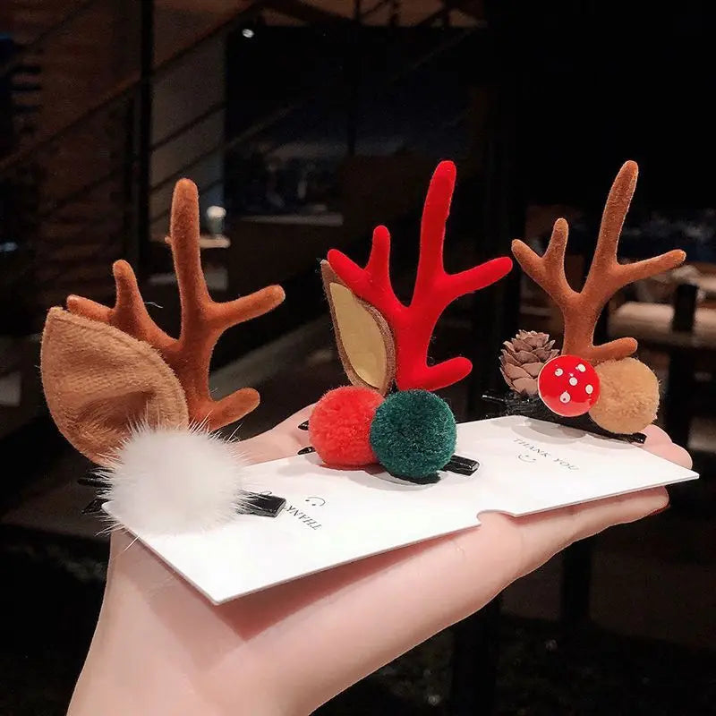 Xmas Antler Barrette Hairware New Year Girls Hairgrips Woman Party Ornament Accessories Christmas Hair Clips Deer Ear Hairpins