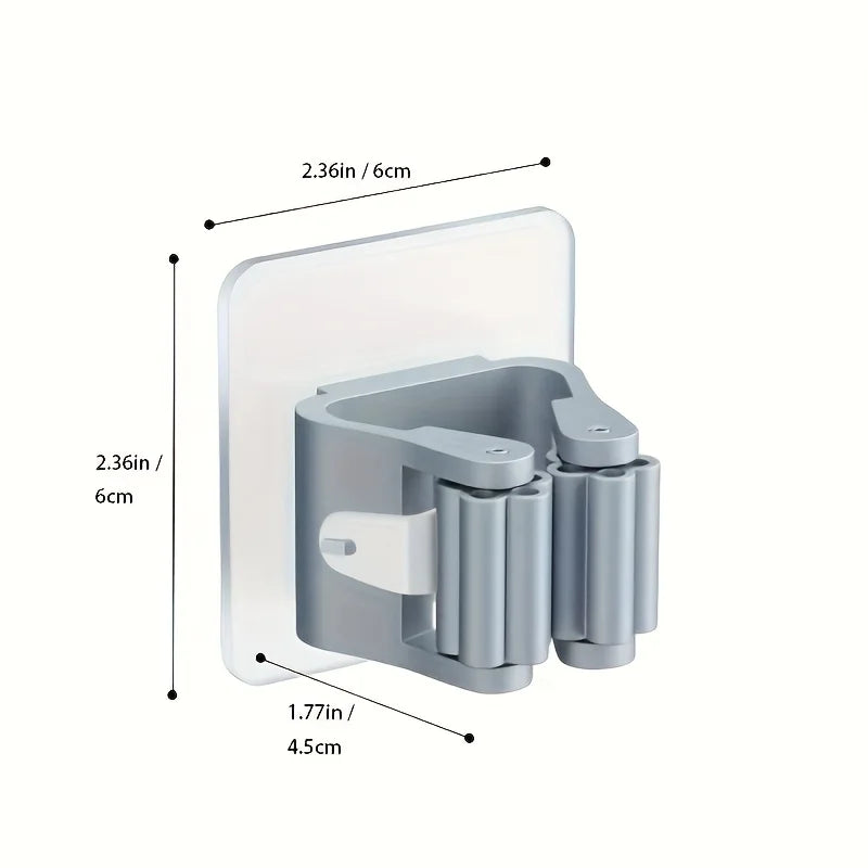 3PCS Mop Organizer Wall Mount - Easy Install Suction Hook Clamp for Kitchen & Bathroom Space Saving