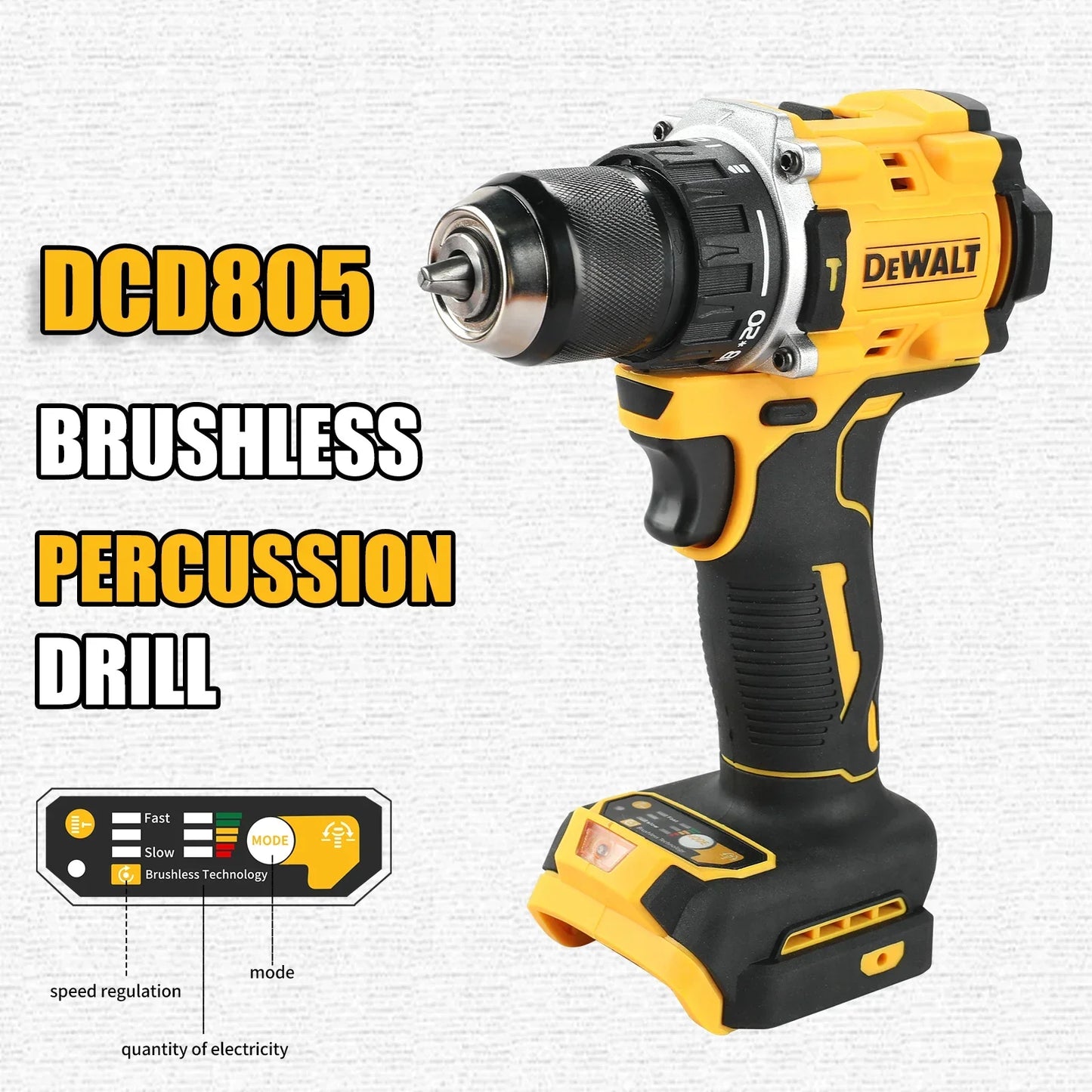 2026 NEW DEWALT DCD805 20V Power Tools Brushless Impact Drill Cordless Electric Screwdriver Multi-Function Hand Drill 668