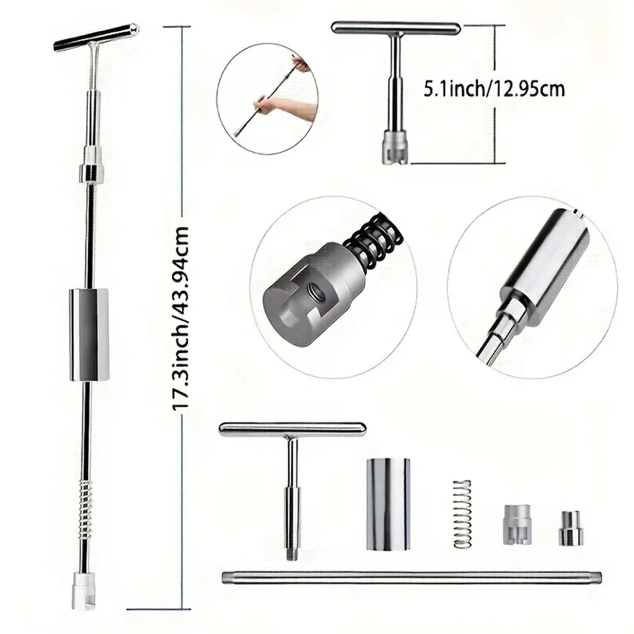 Paintless Dent Repair Kit – Slide Hammer T-Bar Dent Puller for Hail Damage, Door Dings & Car Body