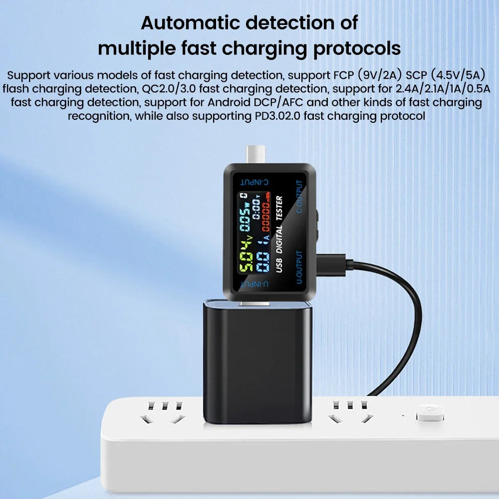 Fast Charging Tester 10 in 1 USB 4.5-36V 0-8A Voltmeter Current Voltage Meter Volt Ammeter Detector Power Bank Charger Indicator