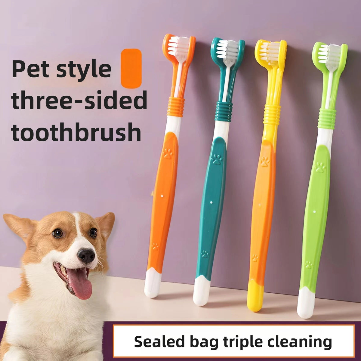 3-Head Soft Pet Toothbrush - Easy-Grip for Small Breeds – photo 3