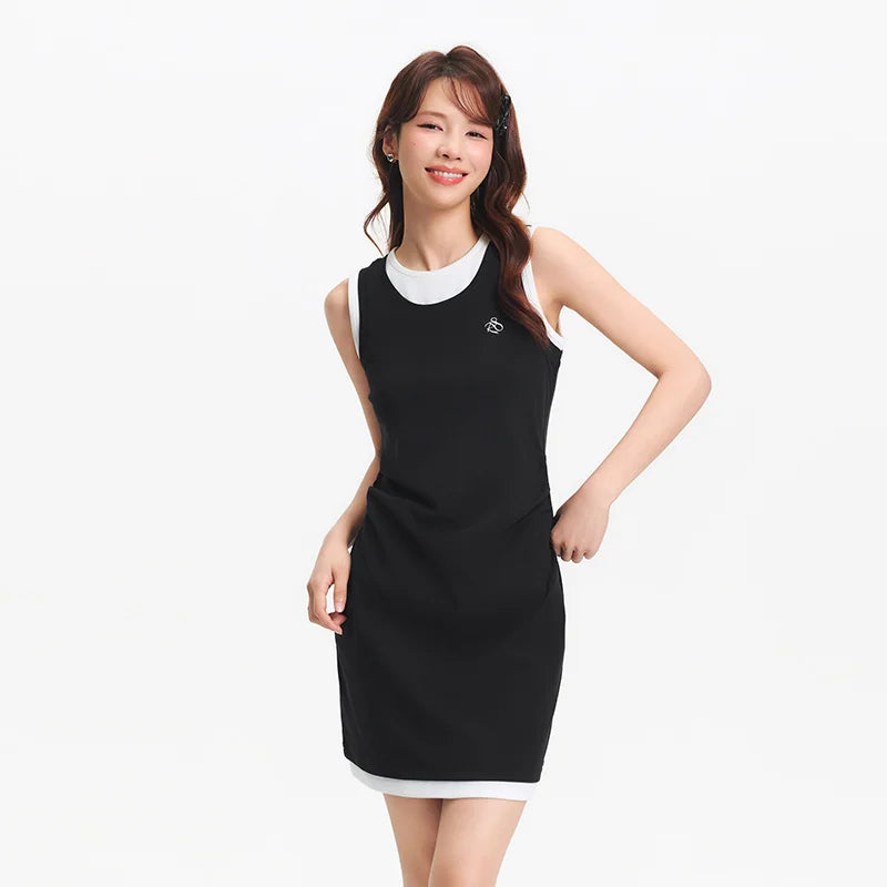 Semir Fake Two Piece Dress Women Fashionable Embroidery 2025 Summer New Slim Fit Flattering Short Dress Versatile