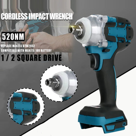 1/2 inch 520NM Brushless Cordless Electric Impact Wrench Power Tools Compatible 18V Battery Wrench with Toolbox Set