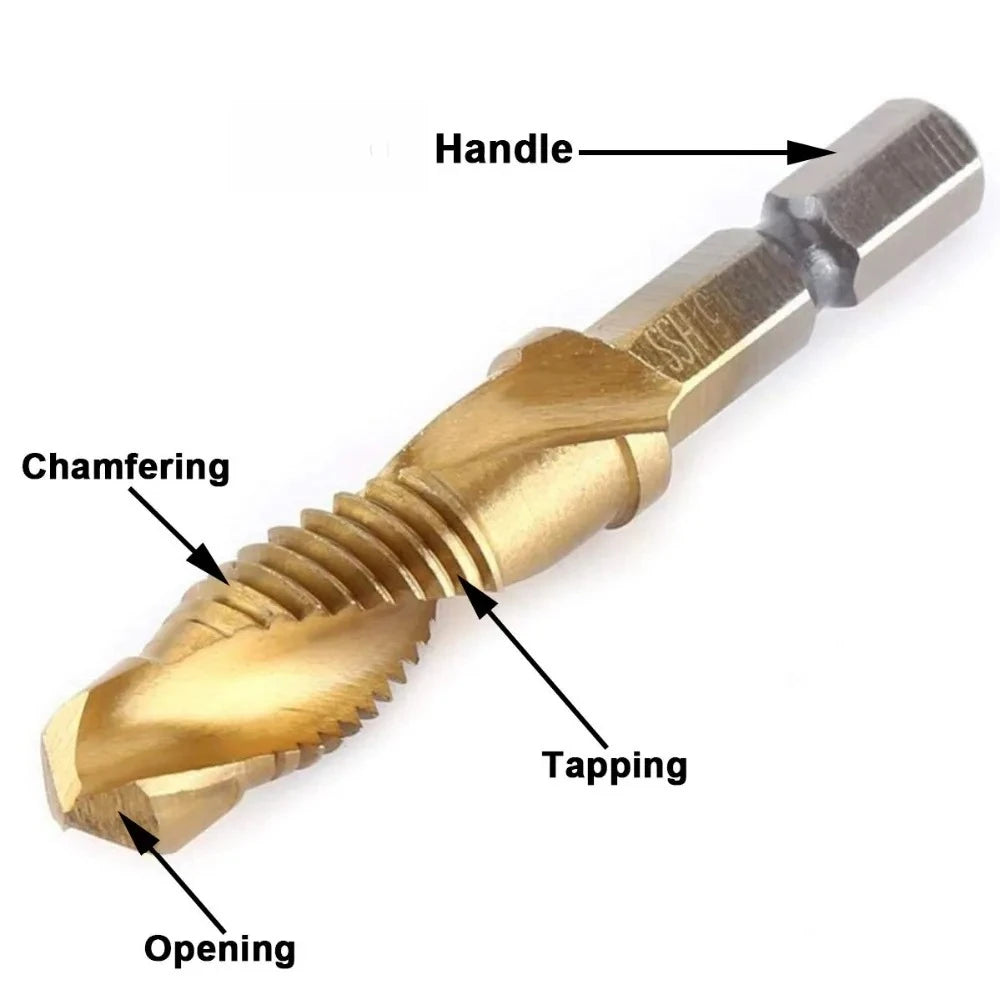 MMAlto HSS Titanium-Coated Metric Tap Set – M3 M4 M5 M6 M8 M10 | Screw Thread Machine Compound Tap | Individual & 6-Piece Sets