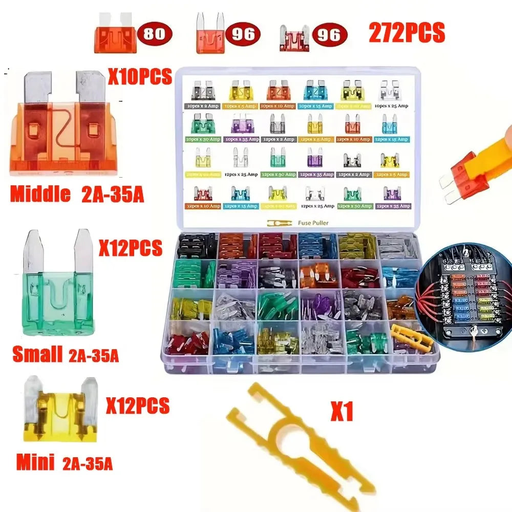 Standard Blade Fuse Assortment Kit - 2A to 35A Varieties
