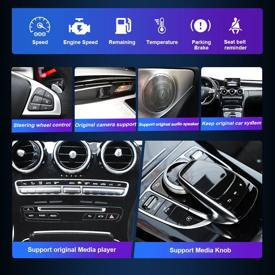 Wireless Carplay Screen For Mercedes C Class W205 GLC X253 C180 C200 300 350 2015-2018 Car Multimedia Player Android Auto Radio