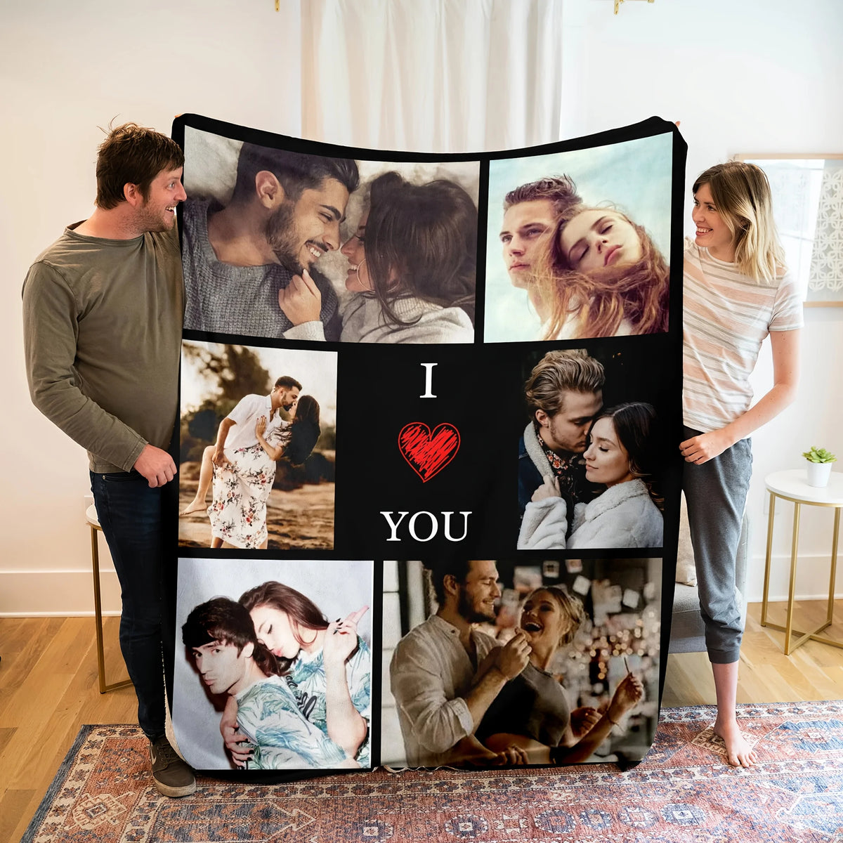 Custom Couple Photo Flannel Blanket, Personalized Gift