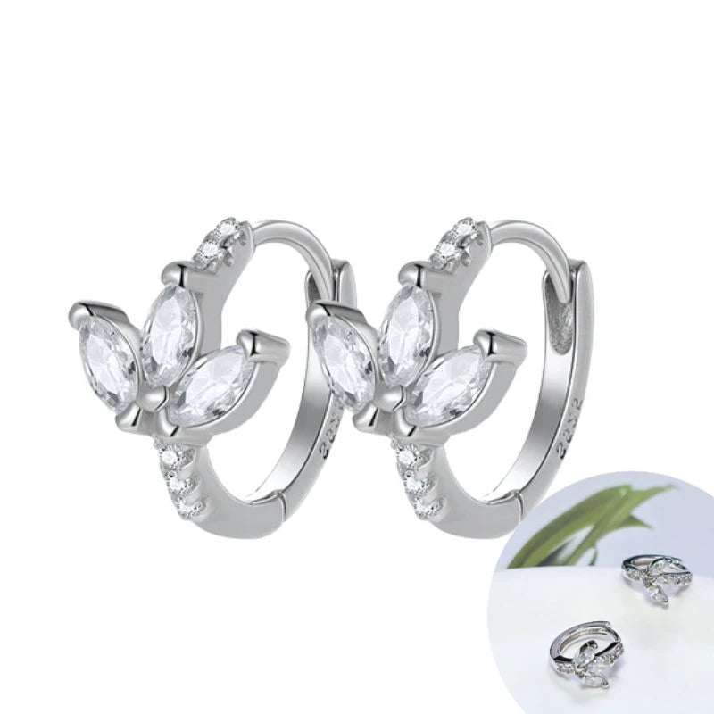 925 Sterling Silver Tassel Hoop Earrings for Women - White Zircon