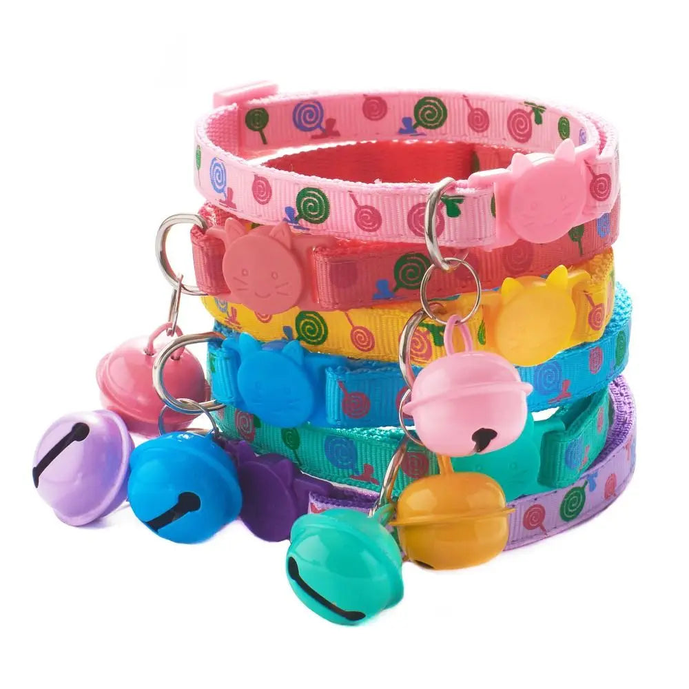 Puppy Cartoon Cat Collars Pet Supplies Adjustable Kitten Necklace Cute Cat Head Bell Pendant Collar