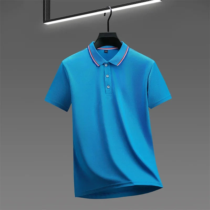 Men's Solid Polo Shirt - Anti-Wrinkle Knit, Versatile Summer Top