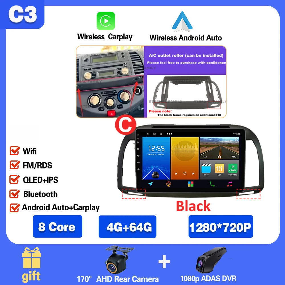Android 15 For Nissan March Micra K12 2002 -2010 Car Radio Stereo Multimedia WIFI Wireless Carplay Android Auto Navigation 4G BT