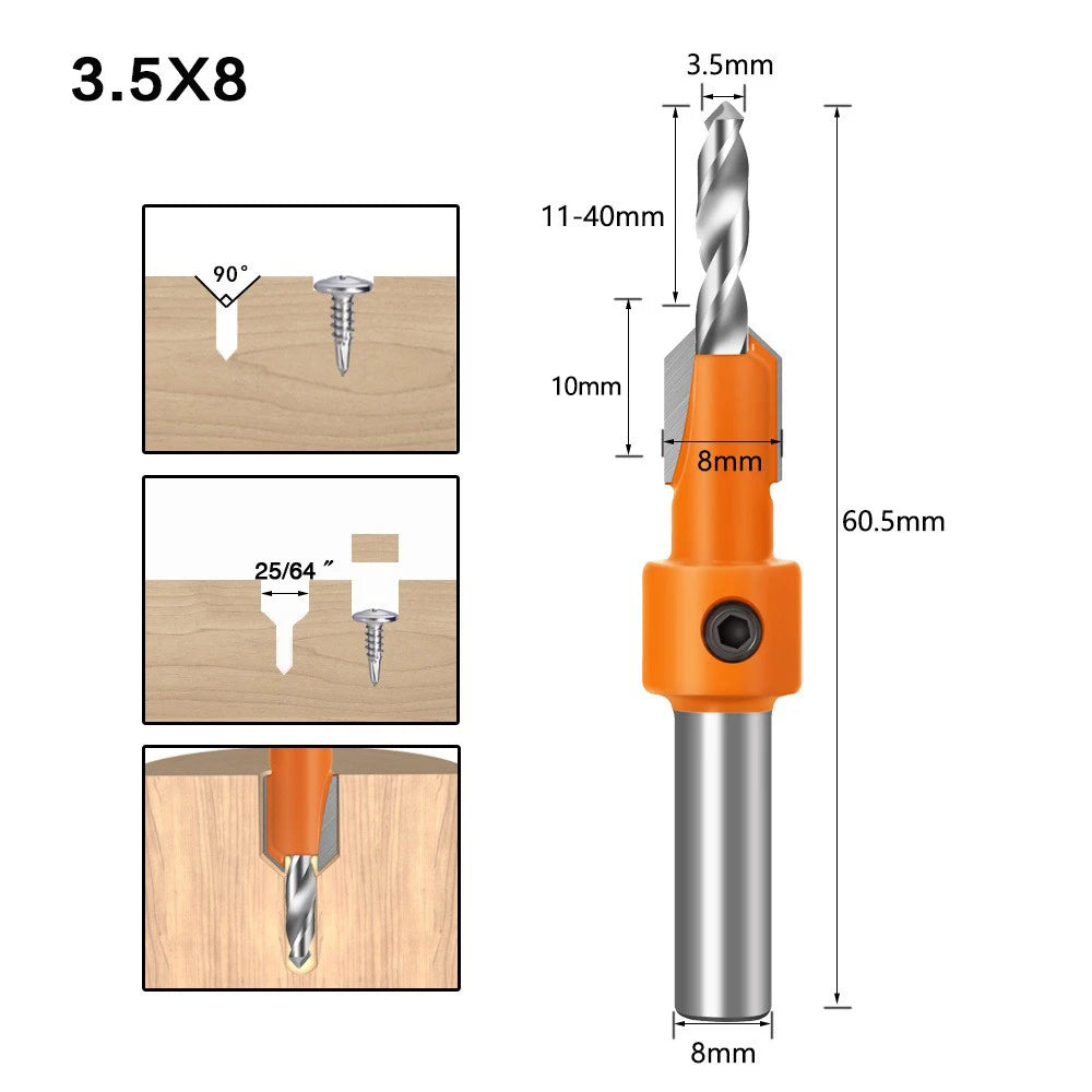 8mm Shank Countersink Router Bit, Woodworking Milling Cutter