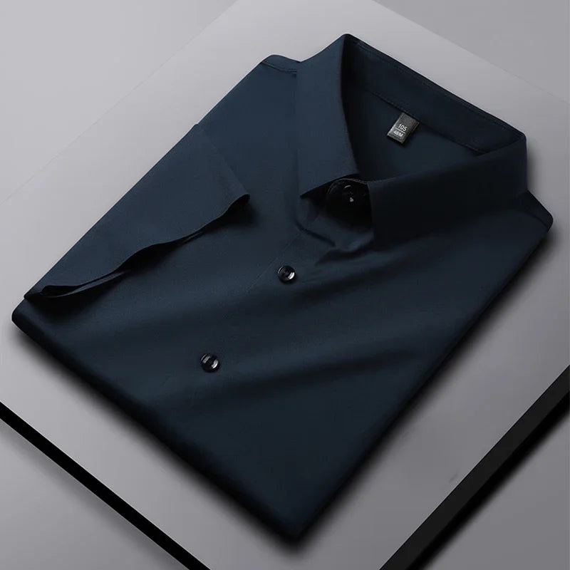 Men's Solid Short-Sleeve Shirt - Wrinkle-Free, All-Season Casual
