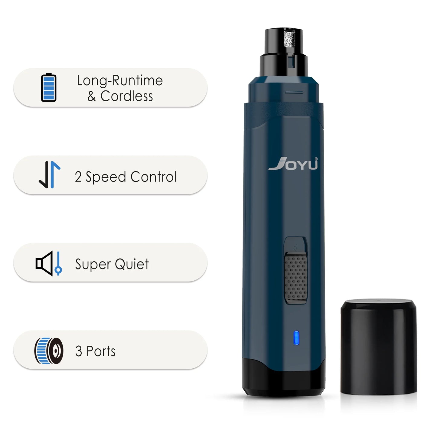 2-Speed Rechargeable Dog Nail Grinder — Quiet Electric Pet Nail Trimmer