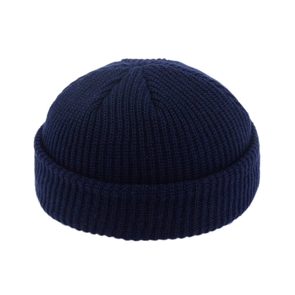 Retro Sailor Knit Beanie - Short Roll-Up Cuff Skull Cap, Unisex - photo 21