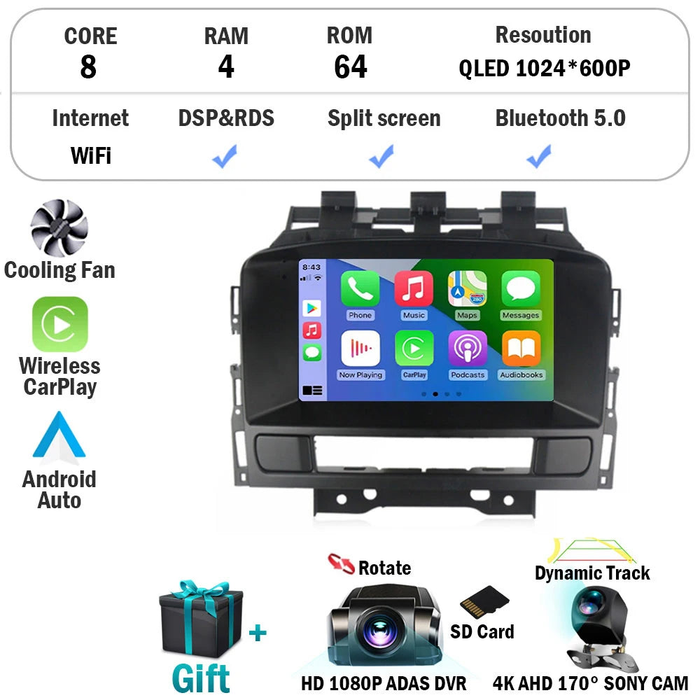 Car Stereo with Apple CarPlay & Android Auto, Compatible with Buick Excelle GT XT & Opel Astra J