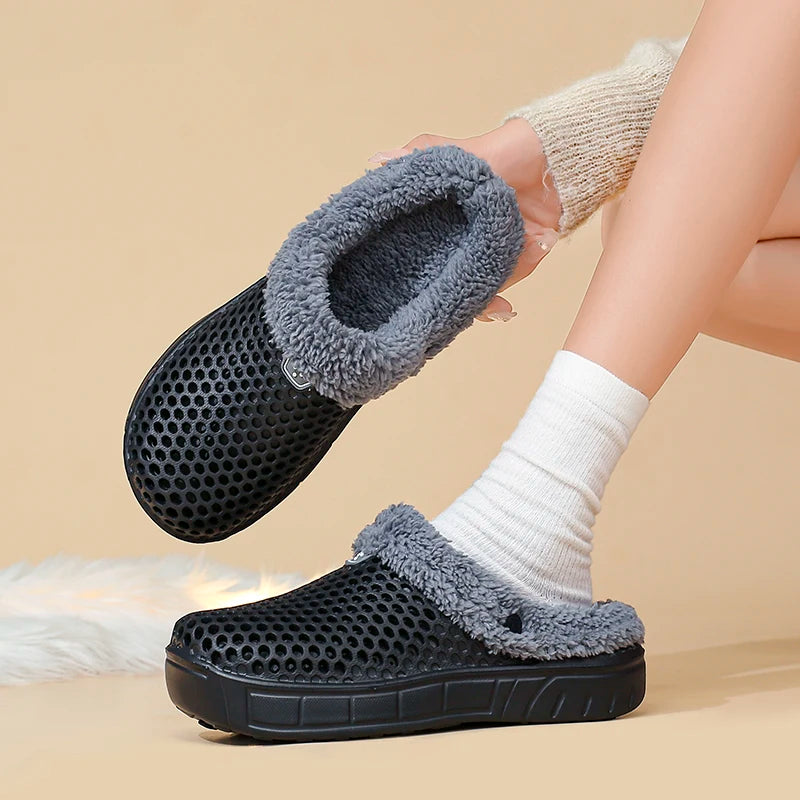 Unisex Fuzzy Mule Slippers - Fur Lined Non-Slip House Shoes - photo 3