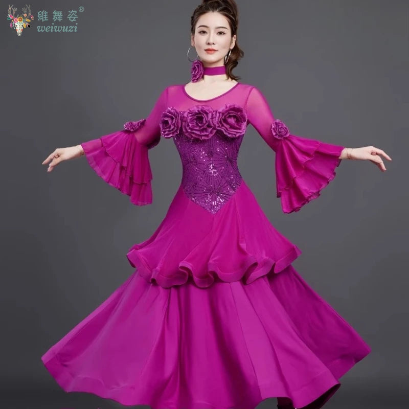 Women's big swing social ballroom dress for tango and waltz