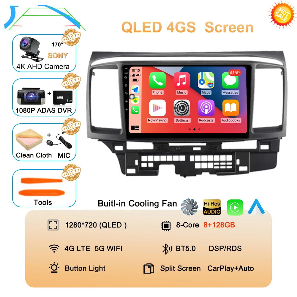 Android 16 Car Radio For Mitsubishi Lancer 10 CY 2007 - 2017 Multimedia Video Player 2 din WIFI+4G Navigation GPS Stereo Carplay