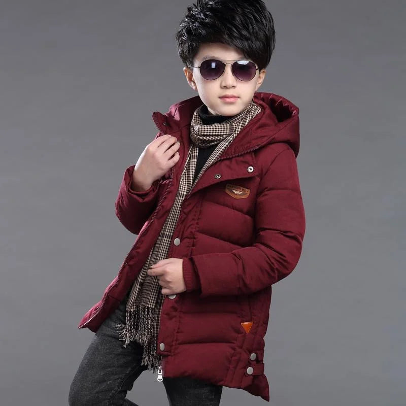 Kids Hooded Puffer Coat with Fur Collar - Mid-Length Winter Jacket - photo 11