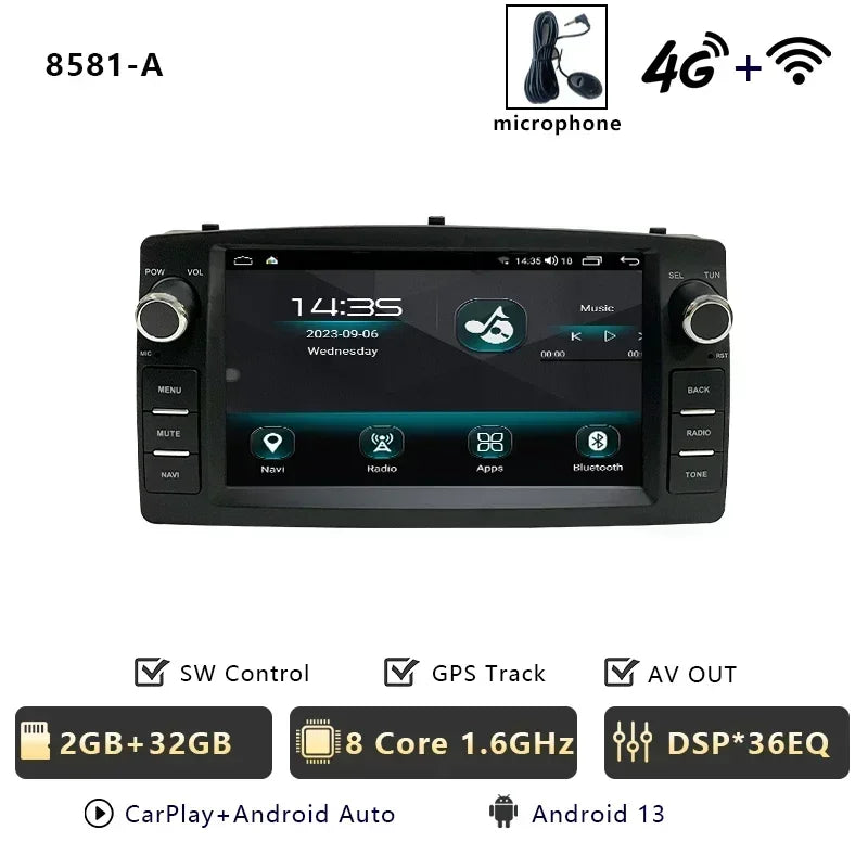 CHSTEK Android 14 Auto Car Radio For Toyota Corolla E120 2000-2006 BYD F3 Wireless Carplay Multimedia WIFI 4G Navigation FM BT