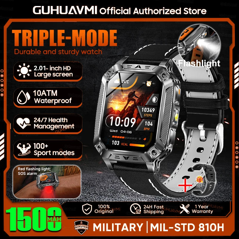Rugged Smart Watch — 1500mAh, 10ATM Waterproof, BT Calling