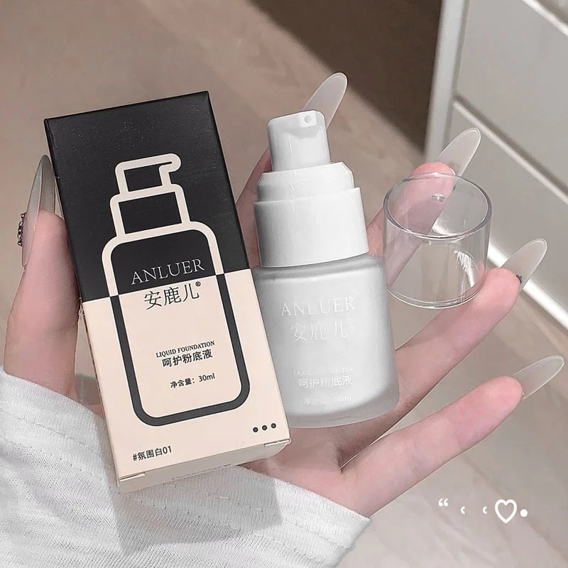 Matte White Liquid Foundation Makeup Buildable Coverage Primer & Concealer Stick Waterproof & Long-Lasting for Halloween Cosplay