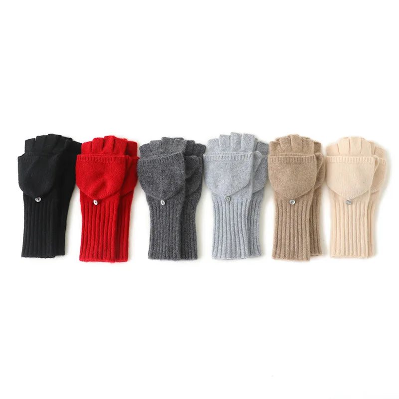 Convertible Flip-Top Mittens - Knit Fingerless Gloves for Adults - photo 2