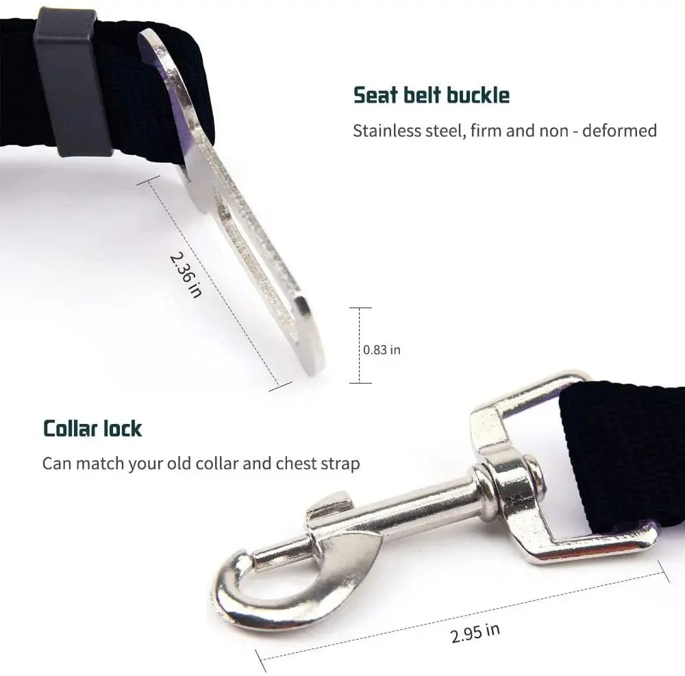 Dog Car Seat Belt Safety Protector – Adjustable Pet Travel Harness Leash & Collar Clip | Universal Fit