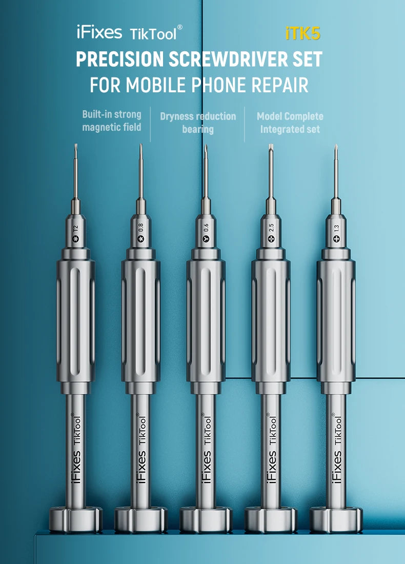 iFixes iTK5 Precision Mini Screwdriver Set Extra Hard S2 Bit with Magnetic for iPhone LCD Screen Disassembly Phone Repair Tools