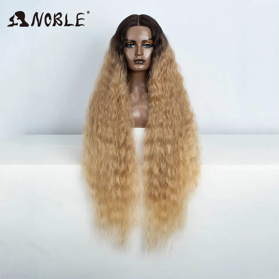 Noble Cosplay Synthetic Lace Wigs For Black Women Long Curly Hair 42 Inch Cosplay Blonde Ombre Lace Front Wig Synthetic Lace Wig
