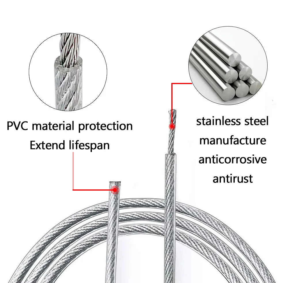 Steel Wire Rope Transparent Color PVC Plastic Coating 1.0-6mm 304 Stainless Cable Used For Clotheslines 5M/10M/20M/50M/100M