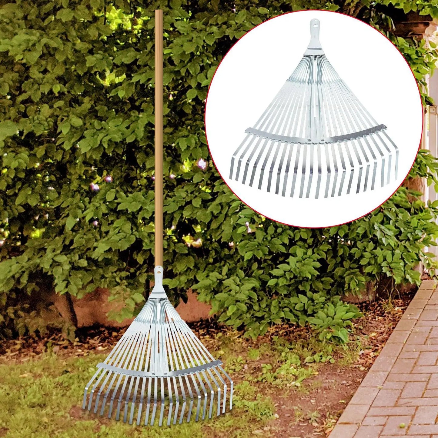 Telescopic Garden Leaf Rake – Adjustable Extendable Metal Rake for Leaves & Lawn Cleaning