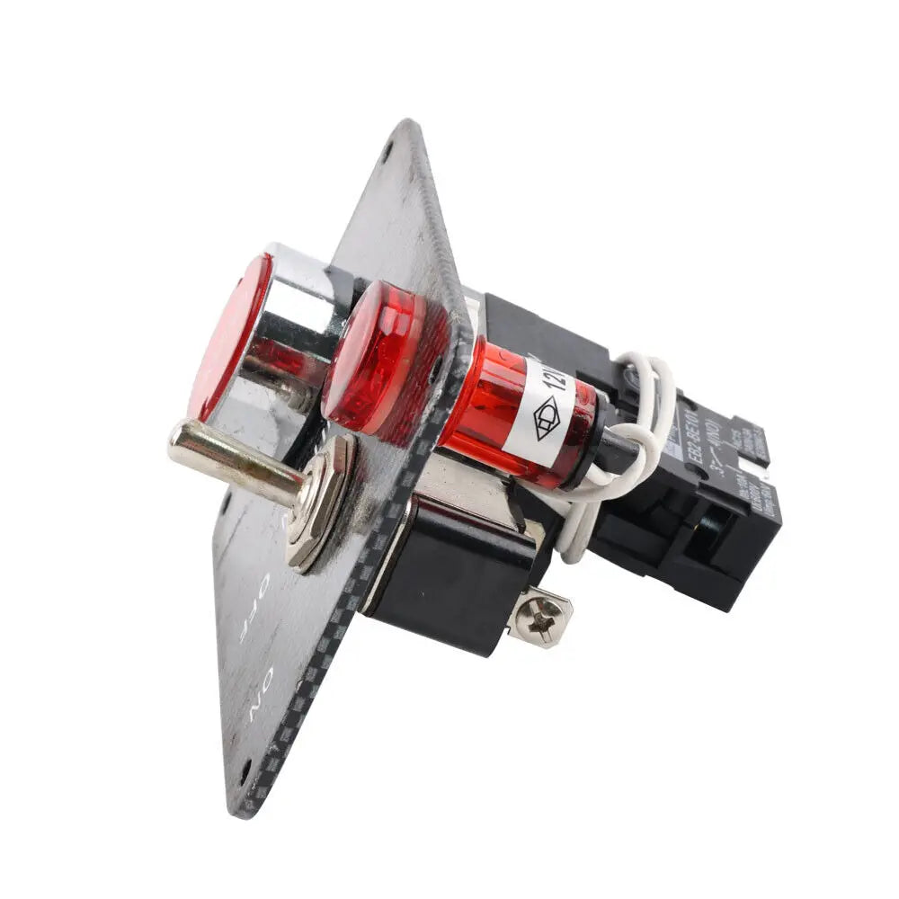 Carbon Fiber Car Switch 2in1 Comb Racing Car Toggle Ignition Switch Panel 12V Engine Start Starter Push Button With Red LED